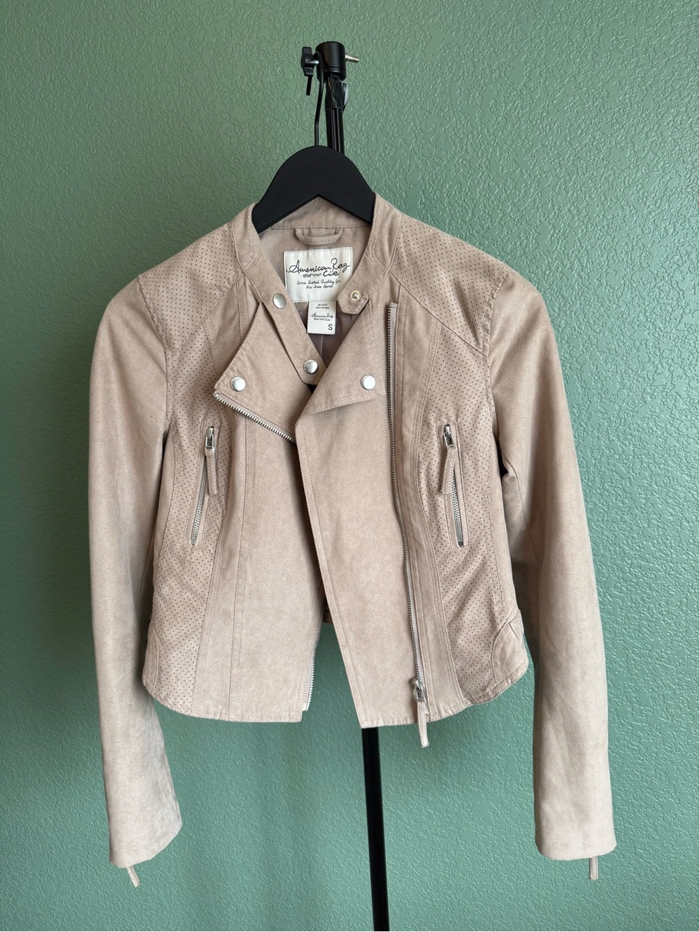 American Rag Beige Suede Moto Jacket